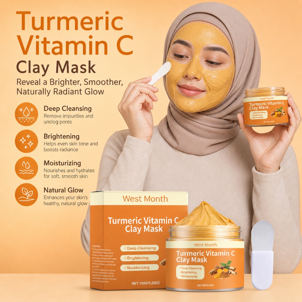 Masker Wajah Kunyit Vitamin C  - Mud Mask Kaolin ulasan dan harga